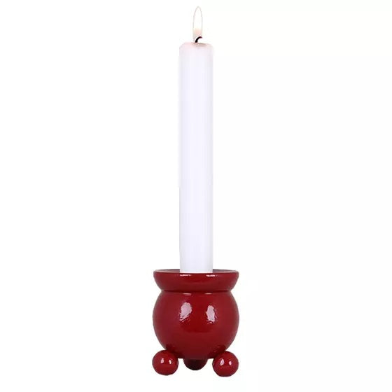 Kulljusstake Röd - Wood Candleholder Red