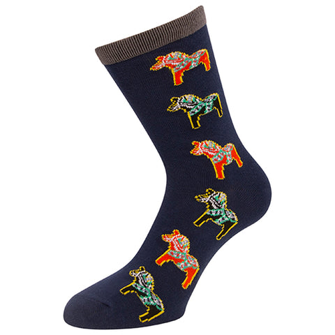 Strumpor med Dalahästar - Socks with Dala Horses