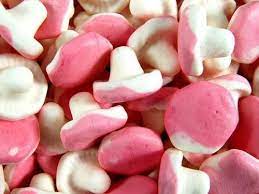 Godis Lösvikt - Skumkantareller -- Pink Strawberry Mushroom Foam candy