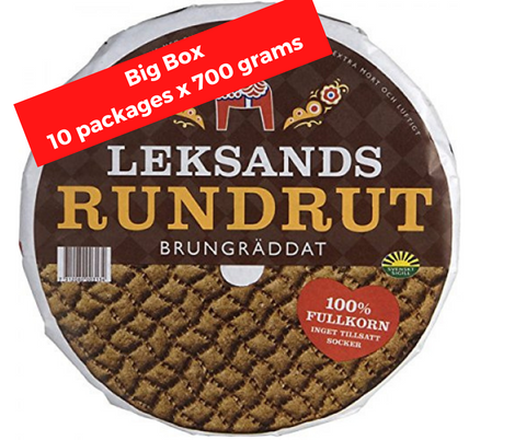 Knäckebröd K - Brungräddat Rundrut HEL LÅDA - Brown Baked Crispbread Round-Square WHOLE BOX