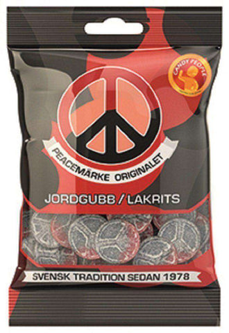 Godispåse - Peacemärke Jordgubb/Lakrits - Peace Sign Strawberry / Licorice
